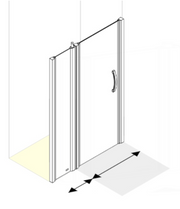 AKW Larenco full height extended alcove glass shower door with 400mm inline panel in a bathroom setting