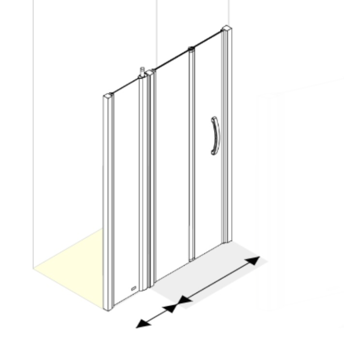 AKW Larenco full height bi-fold extended alcove glass shower door with 400mm inline panel