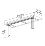 Pressalit INDIVO Pack Small Lifting Unit (RK1680202) — dimensioned drawing