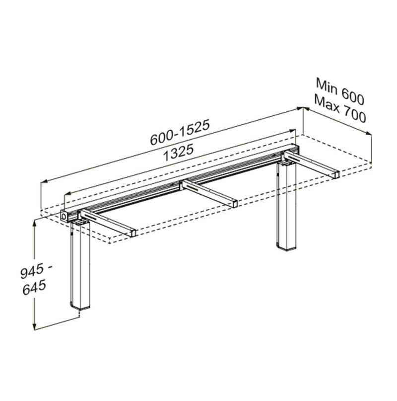 Pressalit INDIVO Pack Small Lifting Unit (RK1680202) — dimensioned drawing