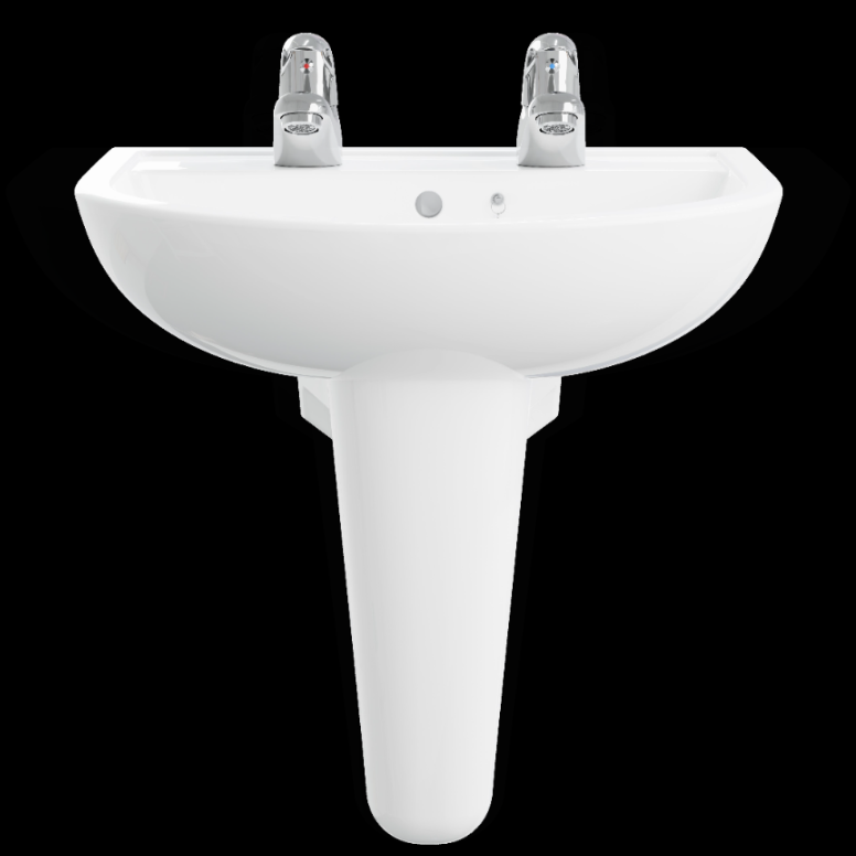 AKW Navlin 450mm 2TH Basin & Semi Pedestal (28334)