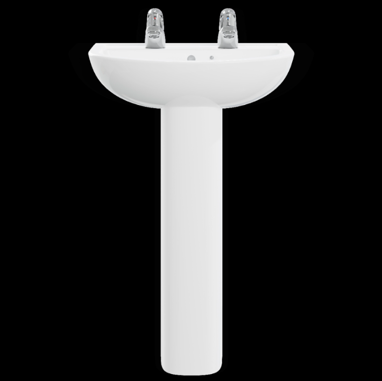 AKW Navlin 450mm 2TH Basin & Full Pedestal (28334-FP)