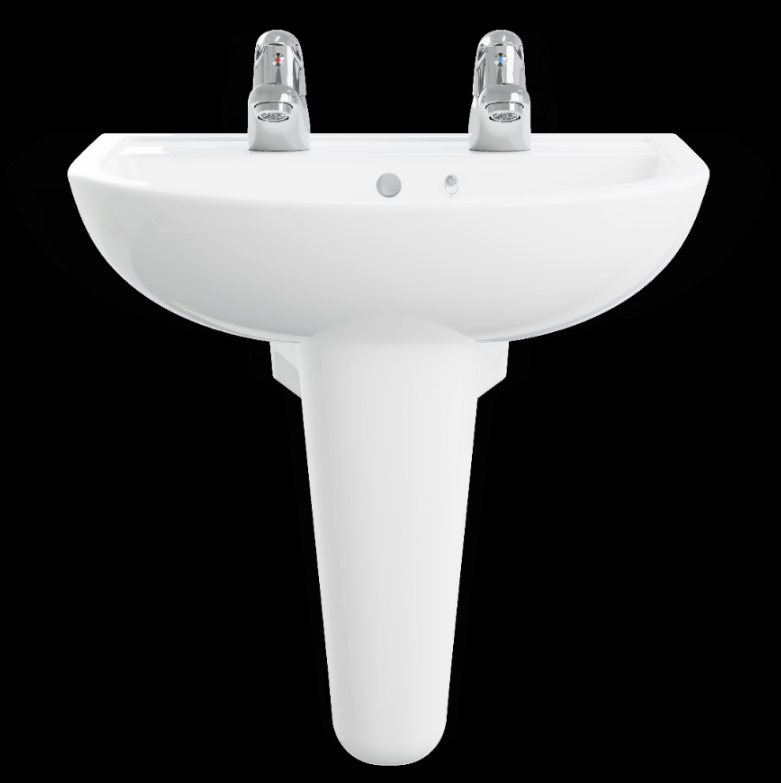 AKW Navlin 500mm 2TH Basin & Semi Pedestal (28335)
