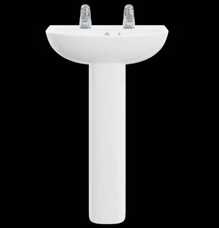 AKW Navlin 500mm 2TH Basin & Full Pedestal (28335-FP)