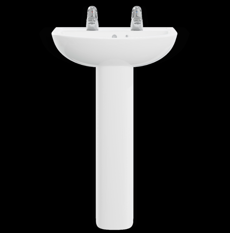 AKW Navlin 550mm 2TH Basin & Full Pedestal (28336-FP)