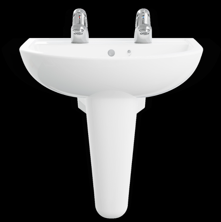 AKW Navlin 550mm 2TH Basin & Semi Pedestal (28336)