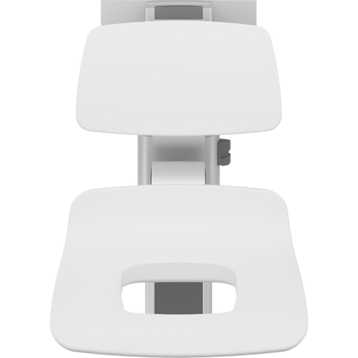 Pressalit PLUS Shower Seat 450 with Aperture incl. Backrest, Manually Height & Sideways Adjustable, White (R7455000)