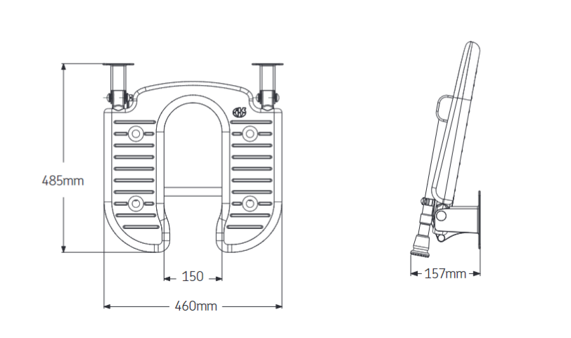 AKW 04100P Standard Wall Mounted Horseshoe Shower Seat, Blue Padded