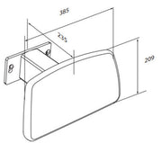 Pressalit PLUS Backrest, 385mm, Removeable, for Toilet Lifter - dimensioned drawing