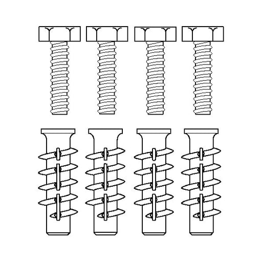 Pressalit Mounting Kit — 4 × Bolts M8 × 35 with FTP M 8 Plugs, for Aerated Concrete (Aircrete) (V8653)