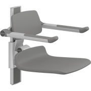 Pressalit PLUS Shower Seat 450 incl. Backrest & Armrests, Manually Height Adjustable, Anthracite (R7434112)