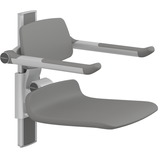 Pressalit PLUS Shower Seat 450 incl. Backrest & Armrests, Manually Height Adjustable, Anthracite (R7434112)