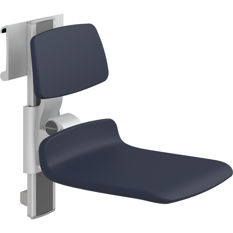Pressalit PLUS Shower Seat 450 incl. Backrest, Manually Height & Sideways Adjustable, Dark Blue (R7454108)