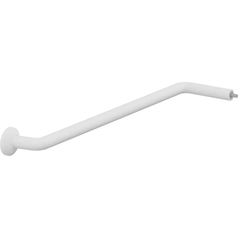 Pressalit PLUS Angled Tube Piece, 762 x 154mm, with Wall Rosette & Connecting Joint, White (RT345000)