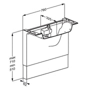 Pressalit MATRIX Powered Wash Basin Unit dimensioned drawing (R4827000)