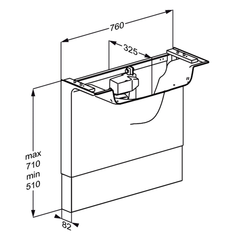 Pressalit MATRIX Powered Wash Basin Unit dimensioned drawing (R4827000)