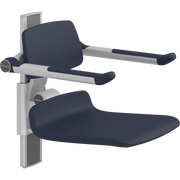 Pressalit PLUS Shower Seat 450 incl. Backrest & Armrests, Manually Height Adjustable, Dark Blue (R7434108)