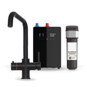 Brewmaster 3-in-1 square instant boiling water kitchen tap in Matt Black with digital under-sink tank