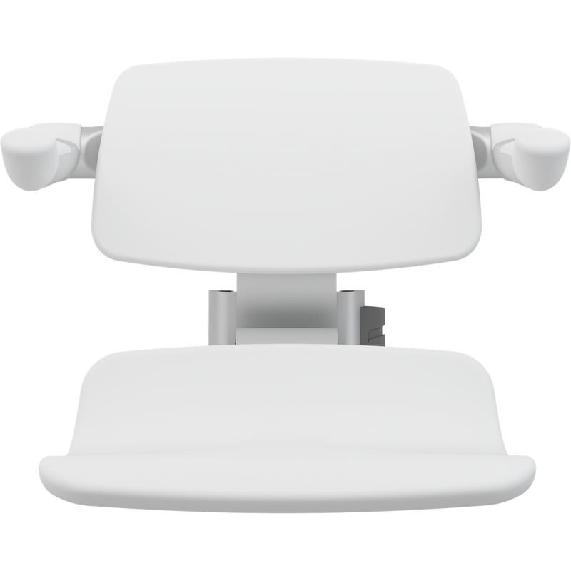 Pressalit PLUS Replacement Shower Seat 450 with Aperture incl. Backrest & Armrests, Manually Height Adjustable, White (R7135000)