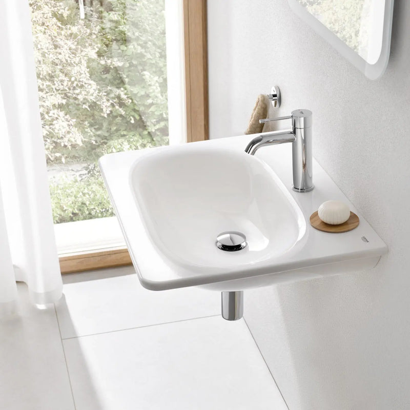 Grohe Essence Basin Mixer Tap S-Size push-open waste StarLight Chrome detail of push-open waste
