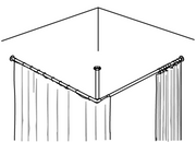 Pressalit Shower Curtain 1500 x 2000mm White RT202000 dimensioned drawing