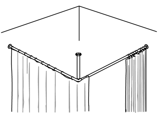 Pressalit Shower Curtain 1500 x 2000mm White RT202000 dimensioned drawing