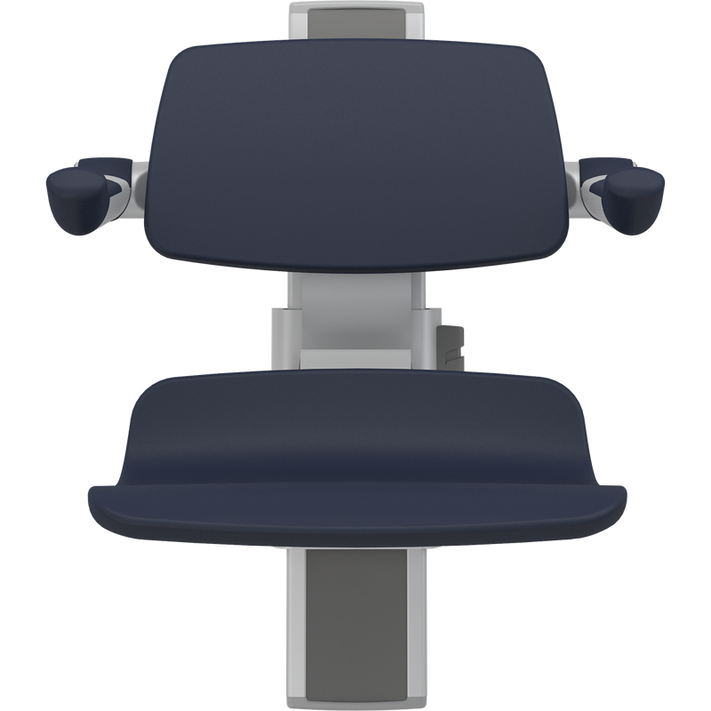 Pressalit PLUS Shower Seat 450 incl. Backrest & Armrests, Manually Height Adjustable, Dark Blue (R7434108)