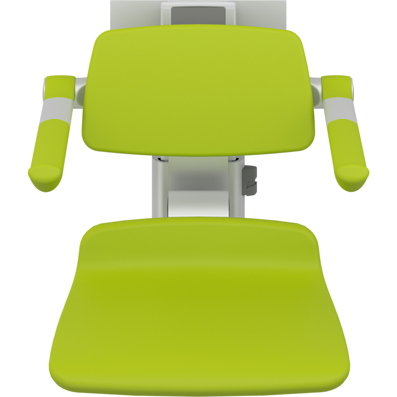 Pressalit PLUS Shower Seat 450 incl. Backrest & Armrests, Manually Height & Sideways Adjustable, Lime Green (R7464277)