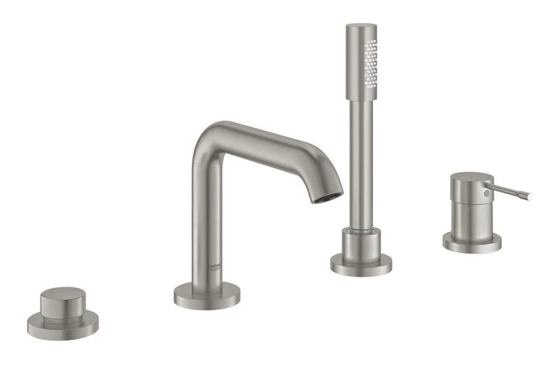 Grohe Essence 4-hole bath shower mixer combination in Supersteel