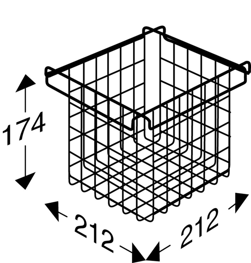Pressalit Storage Basket Face Cloths RT766 dimensioned drawing