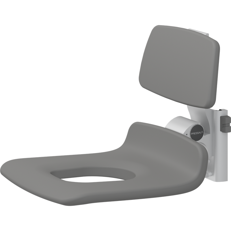 Pressalit PLUS Replacement Shower Seat 450 with Aperture incl. Backrest, Manually Height Adjustable, Anthracite (R7125112)