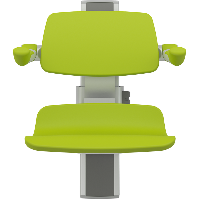 Pressalit PLUS Shower Seat 450 incl. Backrest & Armrests, Manually Height Adjustable, Lime Green (R7434277)