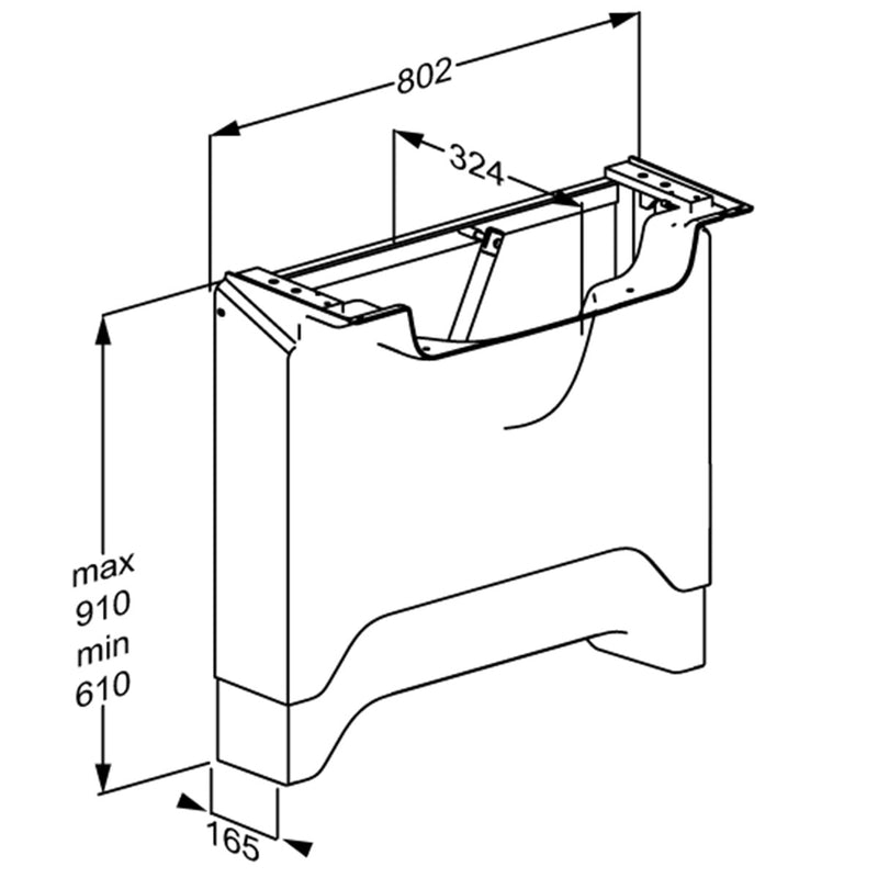 Pressalit MATRIX MEDIUM wash basin bracket, dimensioned drawing (mm)