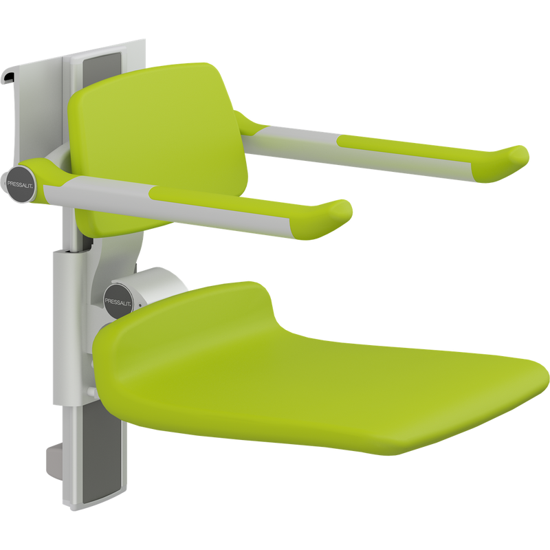 Pressalit PLUS Shower Seat 450 incl. Backrest & Armrests, Manually Height & Sideways Adjustable, Lime Green (R7464277)