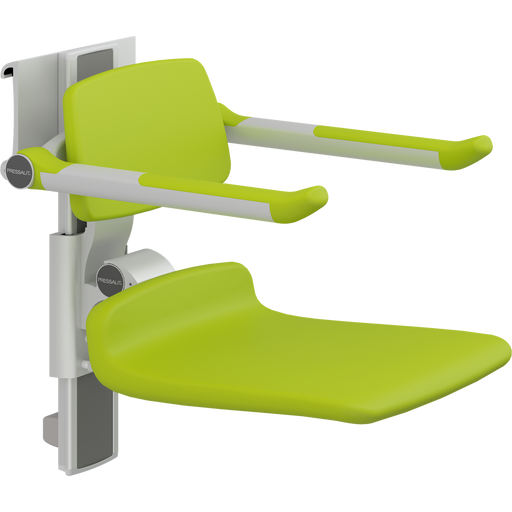 Pressalit PLUS Shower Seat 450 incl. Backrest & Armrests, Manually Height & Sideways Adjustable, Lime Green (R7464277)