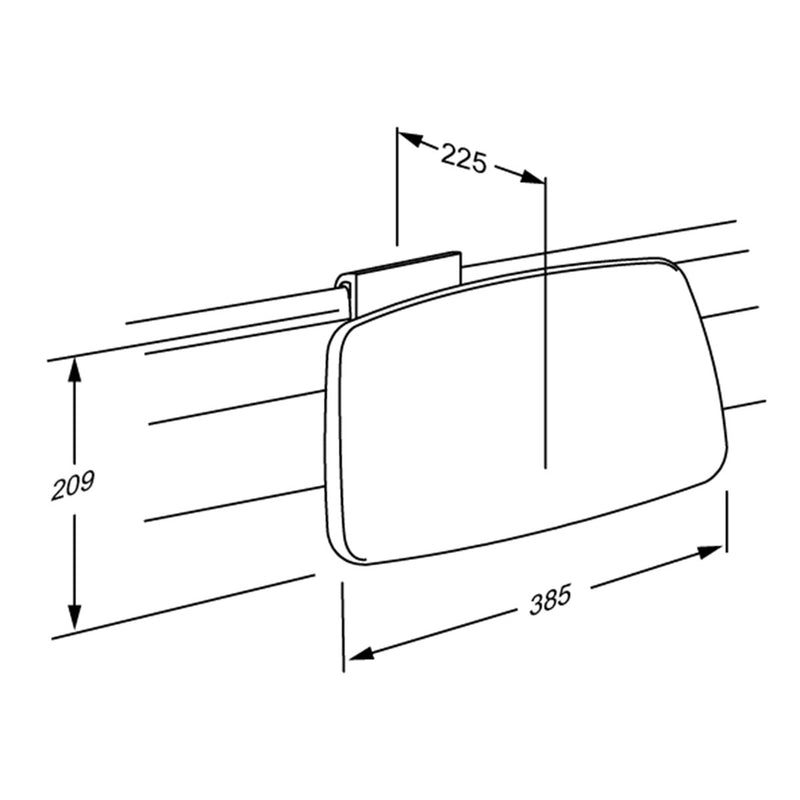 Pressalit PLUS Backrest, 385mm, Sideways Adjustable - dimensioned drawing