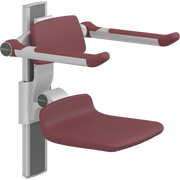 Pressalit PLUS Shower Seat 310 incl. Backrest & Armrests, Manually Height Adjustable, Red (R7334035)