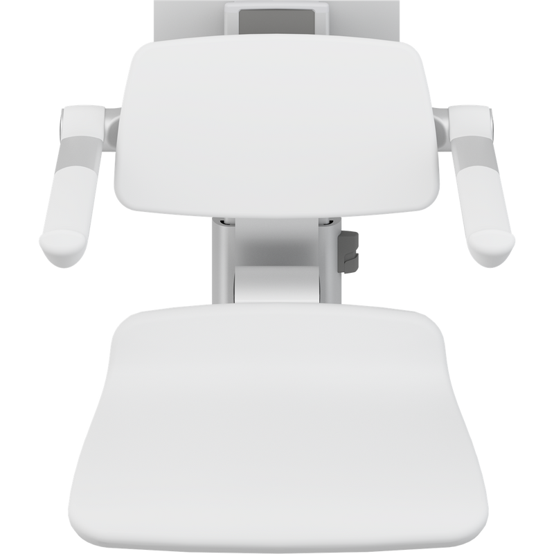 Pressalit PLUS Shower Seat 450 incl. Backrest & Armrests, Manually Height & Sideways Adjustable, White (R7464000)