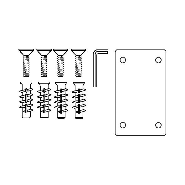 Pressalit Mounting Kit — 4 × Countersunk Bolts M8 × 35 with FTP M 8 Plugs, for Aerated Concrete (Aircrete) (V8654)