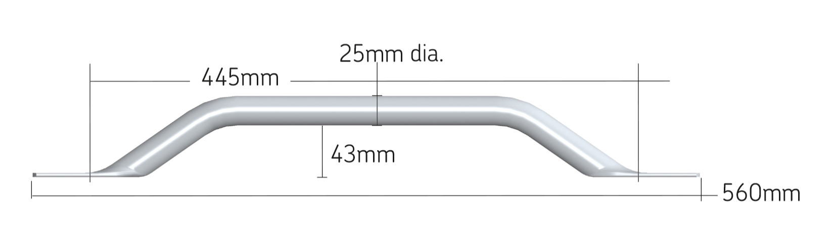 AKW 1000 Series Mild Steel Flat End Grab Rail (All Sizes)