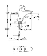 Grohe Eurodisc SE Self-Closing Basin Tap 36249000 side profile