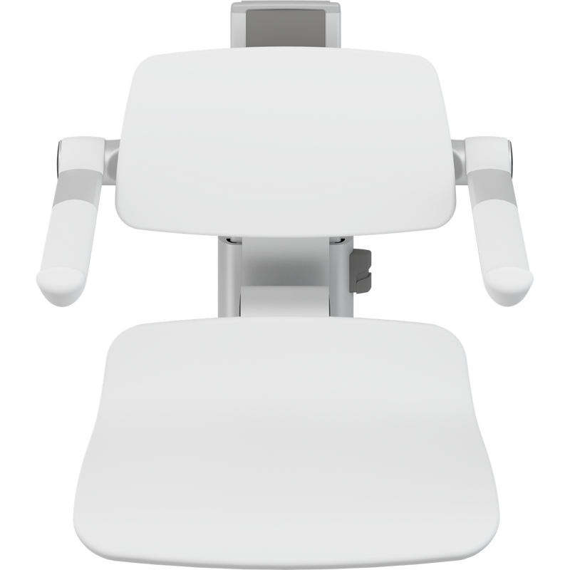 Pressalit PLUS Shower Seat 450 incl. Backrest & Armrests, Manually Height Adjustable, White (R7434000)