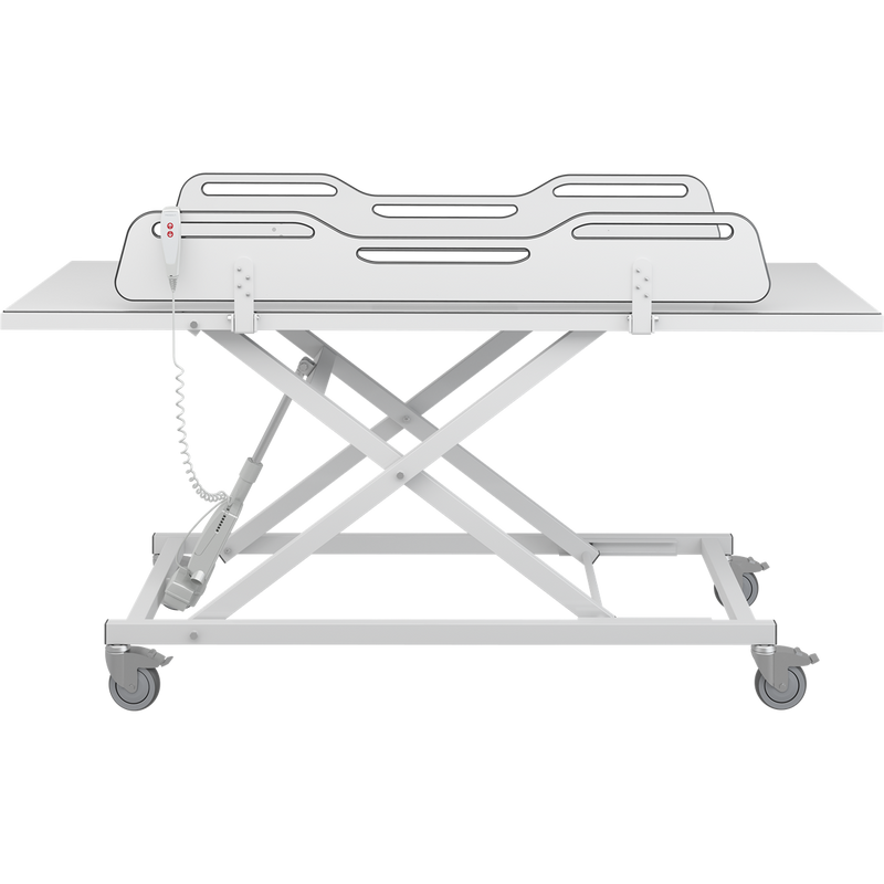 Pressalit MCT 3 change trolley, fold-down safety rails