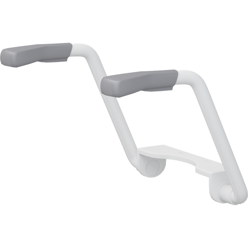 Pressalit TMA 2 toilet arm support with BL1 hinge, white with anthracite handles
