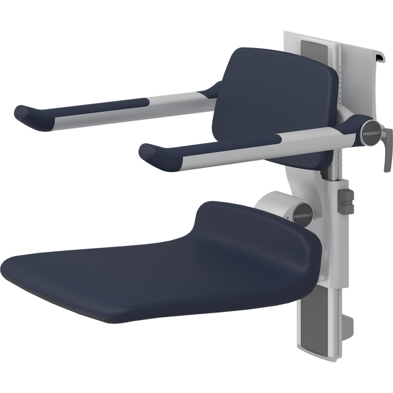 Pressalit PLUS Shower Seat 450 incl. Backrest & Armrests, Manually Height & Sideways Adjustable, Dark Blue (R7464108)