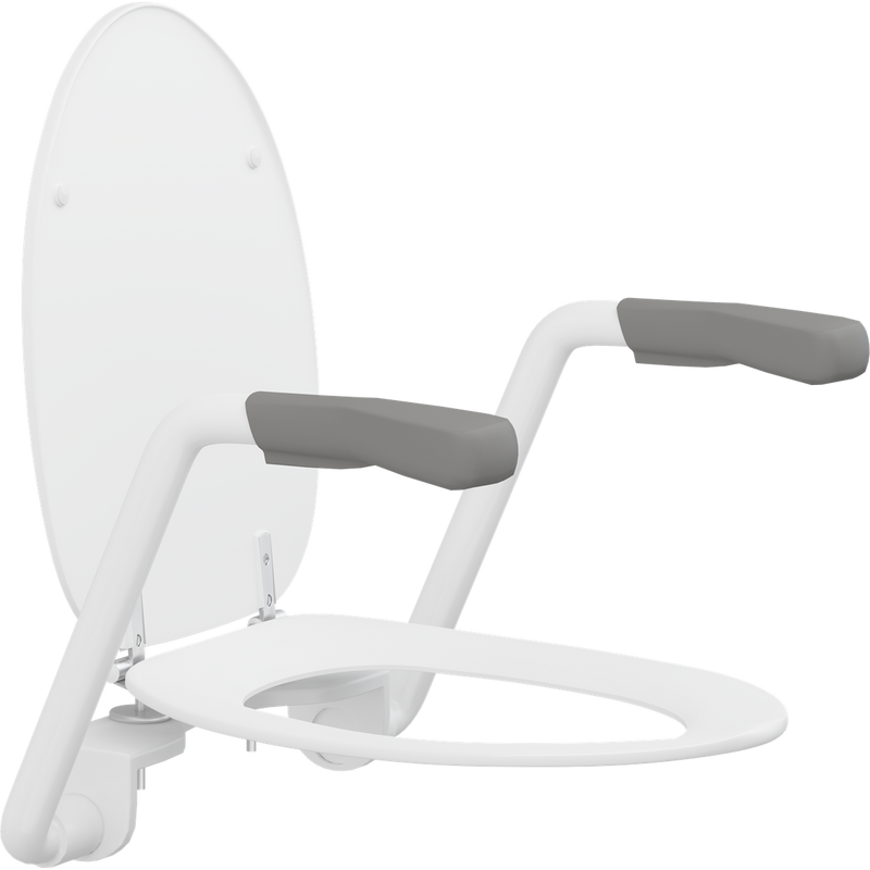 Pressalit TMA 1 arm support, toilet-pan mounted, white with anthracite handles, incl. Dania toilet seat