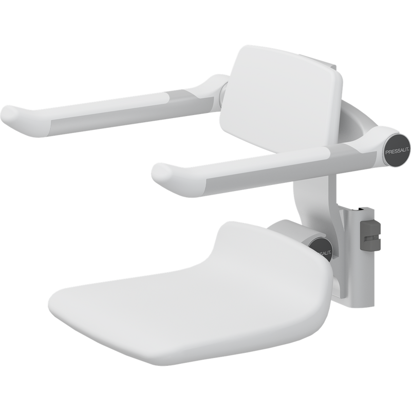 Pressalit PLUS Replacement Shower Seat 310 incl. Backrest & Armrests, Manually Height Adjustable, White (R7034000)