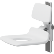 Pressalit PLUS Shower Seat 450 with Aperture incl. Backrest, Manually Height Adjustable, White (R7425000)