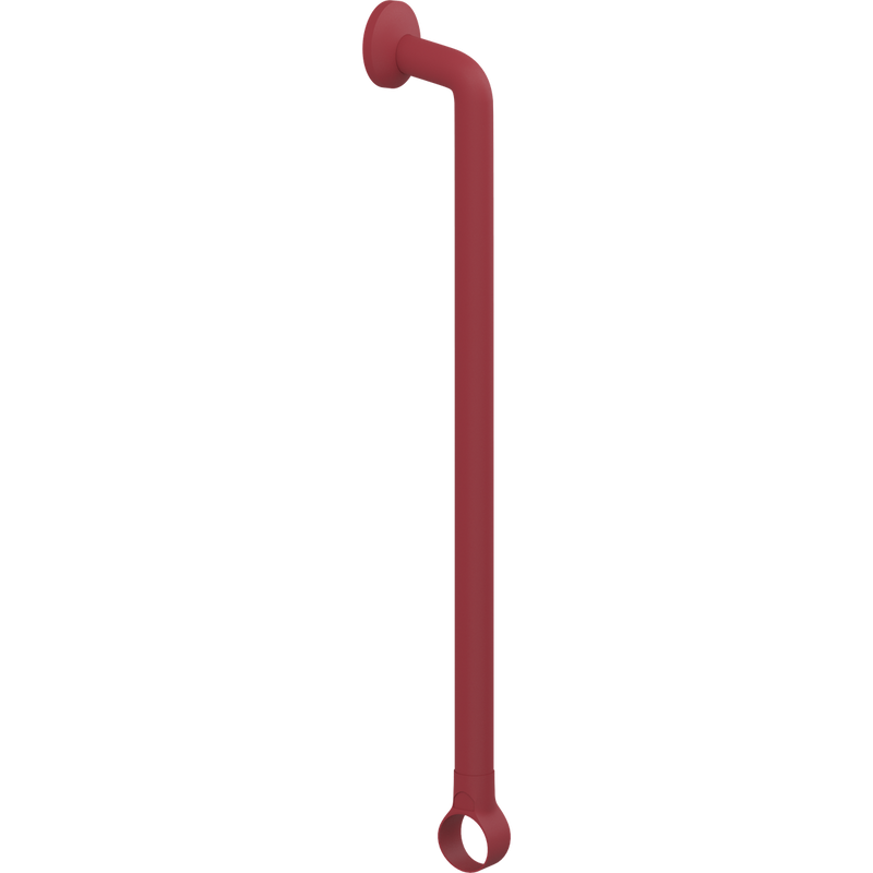 Pressalit PLUS Handrail Section 652mm with Wall Rosette and Strap Red RT331035