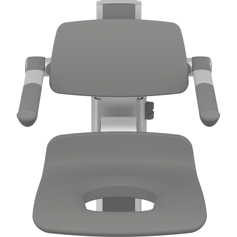 Pressalit PLUS Shower Seat 450 with Aperture incl. Backrest & Armrests, Manually Height Adjustable, Anthracite (R7435112)